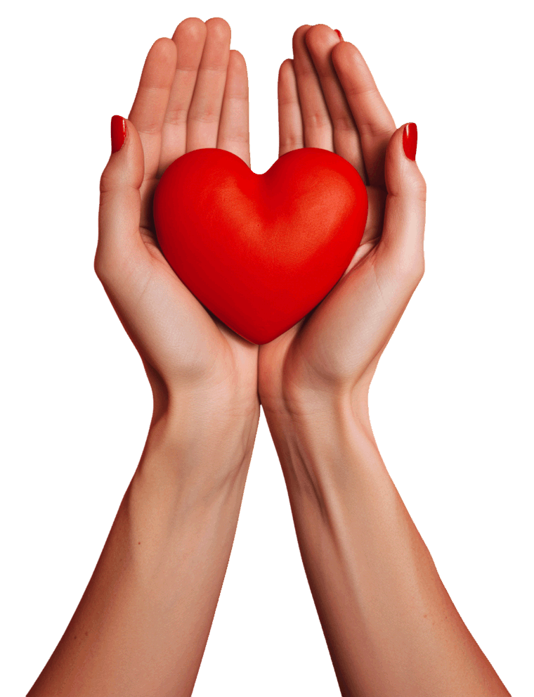 Mãos segurando coração - representando a sexualidade da mulher